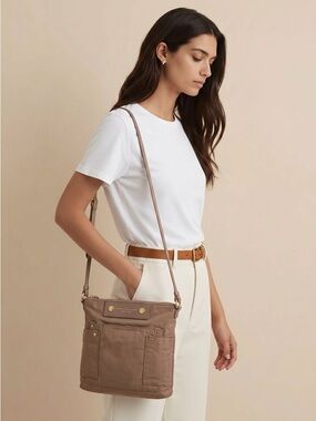 Marc By Marc Jacobs Taupe Crossbody Bag with Gold Hardware